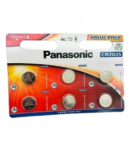 Buttoncell Panasonic CR2025 3V Τεμ. 6 με Διάτρητη Συσκευασία