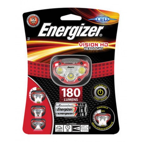 Φακός Κεφαλής Energizer Vision HD 3 Led 180 Lumens με Μπαταρίες AAA 3 Τεμ. Κόκκινο