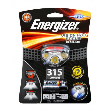 Φακός Κεφαλής Energizer Vision HD+ Focus 3 Led 300 Lumens με Μπαταρίες AAA 3 Τεμ. Γκρί
