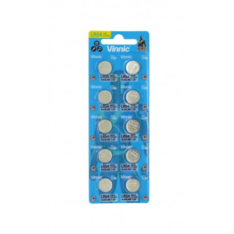 Buttoncell Vinnic LR1131 AG10 LR54 Τεμ. 10 με Διάτρητη Συσκευασία