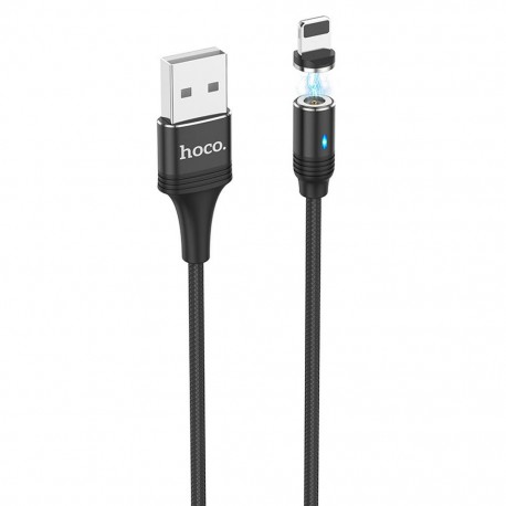 Καλώδιο σύνδεσης Hoco U76 Fresh USB σε Lightning 2.4A με Αποσπώμενο Μαγνητικό Κονέκτορα και LED Ένδειξη Μαύρο 1.2μ