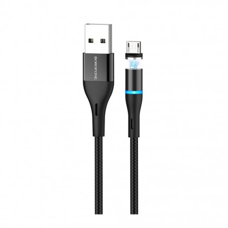 Καλώδιο σύνδεσης Borofone BU16 Skill USB σε Micro-USB με μαγνητικό βύσμα Μεταλλικό Μαύρο 1μ