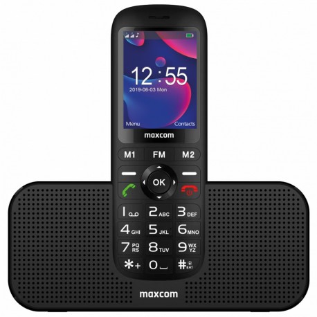 Maxcom MM740 2.4" με Bluetooth 5.0, Ραδιόφωνο, Πλήκτρο Έκτακτης Ανάγκης και Βάση-Ηχείο Μαύρο