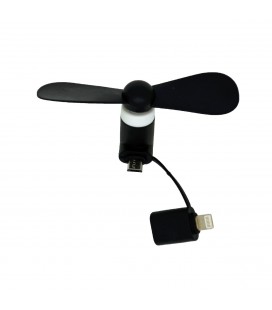 Micro USB Mini Fan Ancus Μαύρο με επιπλέον Κονέκτορα Lightning