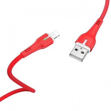 Καλώδιο σύνδεσης Hoco X45 Surplus USB σε Lightning 2.4A με Ένδειξη LED για φόρτιση και μεταφορά δεδομένων 1μ. Κόκκινο