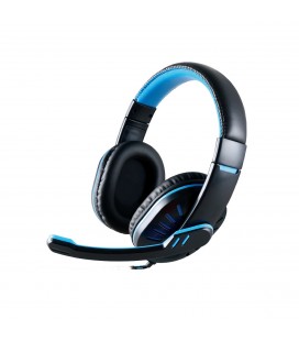 Ακουστικά Stereo Noozy GH-35 διπλού κονέκτορα 3.5mm για Gamers με Μικρόφωνο και Ρύθμιση Έντασης Ήχου Μαύρα-Μπλε