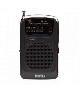 Φορητό Ραδιόφωνο N'oveen PR150  AM/FM, με Υποδοχή Ακουστικών 3.5mm,με Λειτουργία  Μπαταρίας 2 x 1,5V AAA  Μαύρο