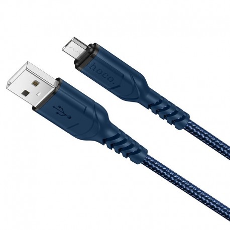 Καλώδιο σύνδεσης Hoco X59 Victory USB σε Micro USB 2.4A με Εύκαμπτο Βύσμα και Braided Καλώδιο Μπλέ 1μ