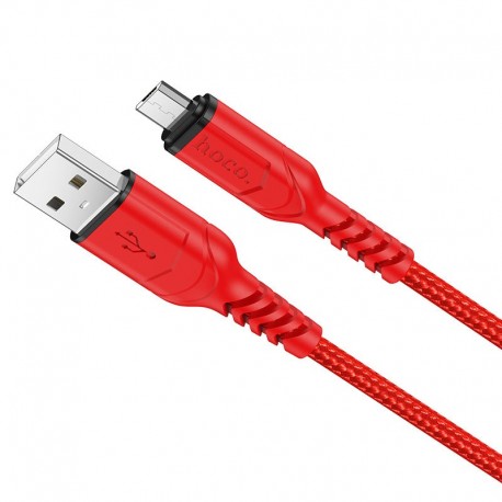 Καλώδιο σύνδεσης Hoco X59 Victory USB σε Micro USB 2.4A με Εύκαμπτο Βύσμα και Braided Καλώδιο Κόκκινο 1μ