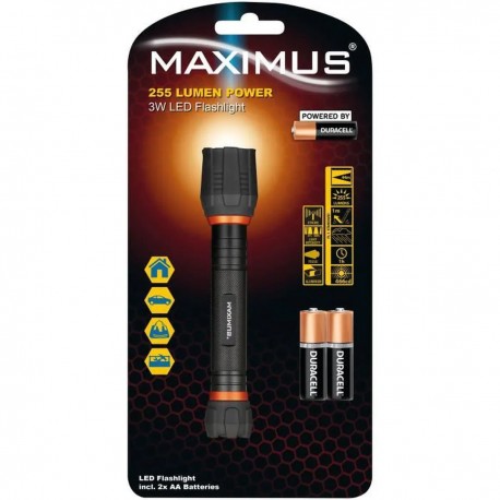 Φακός Αλουμινίου Maximus 3W Led Flashlight IPX7 255 Lumens Απόσταση 44m Μαύρος