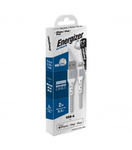 Καλώδιο σύνδεσης Energizer Metal / Braided Nylon σε Lightning Apple Certified MFI 2m Λευκό