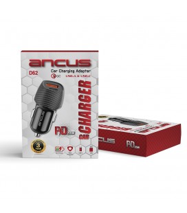 Φορτιστής Αυτοκινήτου Ancus Pulse D62 Dual USB-C PD 20W και USB QC 3.0A 18W Μαύρο