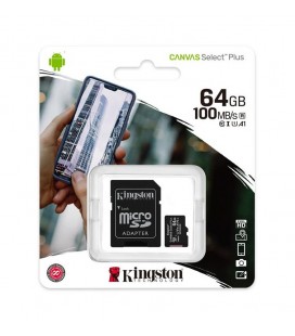 Κάρτα Μνήμης Kingston Canvas Select Plus+ MicroSDHC Class 10 με SD Αντάπτορα έως 100MB/s SDCS2/64GB