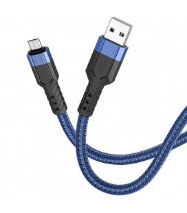 Καλώδιο Σύνδεσης Hoco U110 USB σε Micro-USB Braided 2.4A Μπλε 1.2m