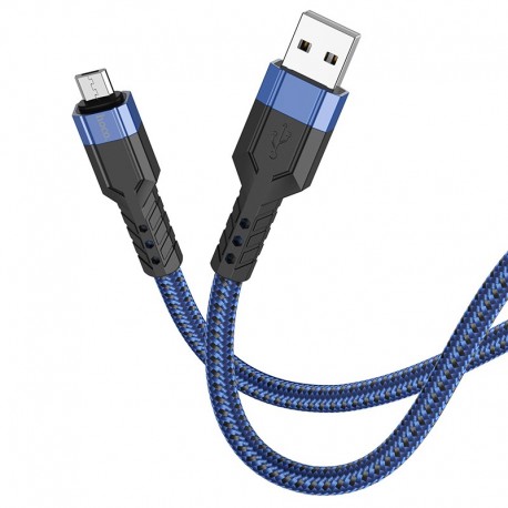 Καλώδιο Σύνδεσης Hoco U110 USB σε Micro-USB Braided 2.4A Μπλε 1.2m