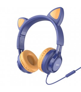 Ακουστικά Stereo Hoco W36 Cat ear με Μικρόφωνο 3.5mm Μπλε