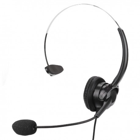 Ακουστικά κεφαλής Noozy Μαύρο - Ασημί 2,5mm με Μικρόφωνο για Σταθερά Τηλέφωνα
