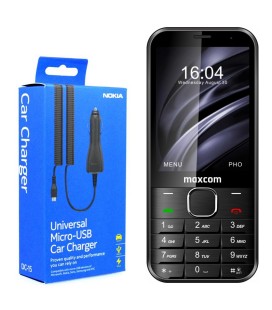 Maxcom MM334 3.2" με Bluetooth, Ραδιόφωνο, Κάμερα, Φακό και Μεγάλα Γράμματα Μαύρο + Φορτιστής Αυτοκινήτου Nokia Micro USB