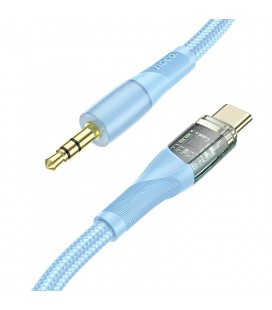 Καλώδιο σύνδεσης Ήχου Hoco UPA25 Transparent Discovery Edition USB-C σε 3.5mm Μπλε 1m Braided