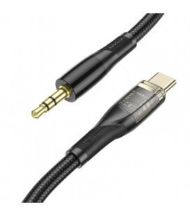 Καλώδιο σύνδεσης Ήχου Hoco UPA25 Transparent Discovery Edition USB-C σε 3.5mm Μαύρο 1m Braided
