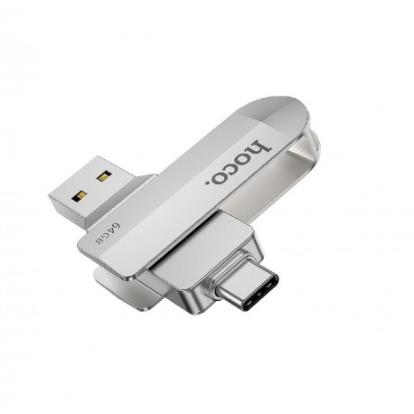 Flash Drive Hoco UD10 2 in 1 32GB USB-A 3.0 και USB-C Συμβατό με Windows Mac Linux και Android Ασημί