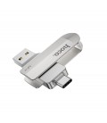 Flash Drive Hoco UD10 2 in 1 64GB USB-A 3.0 και USB-C Συμβατό με Windows Mac Linux και Android Ασημί