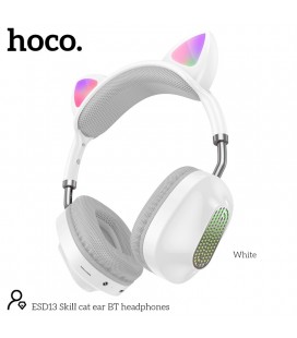 Ασύρματα Ακουστικά Stereo Hoco ESD13 Cat Ear BT5.3 FM 400mAh με Μικρόφωνο και Noise Reduction Λευκά